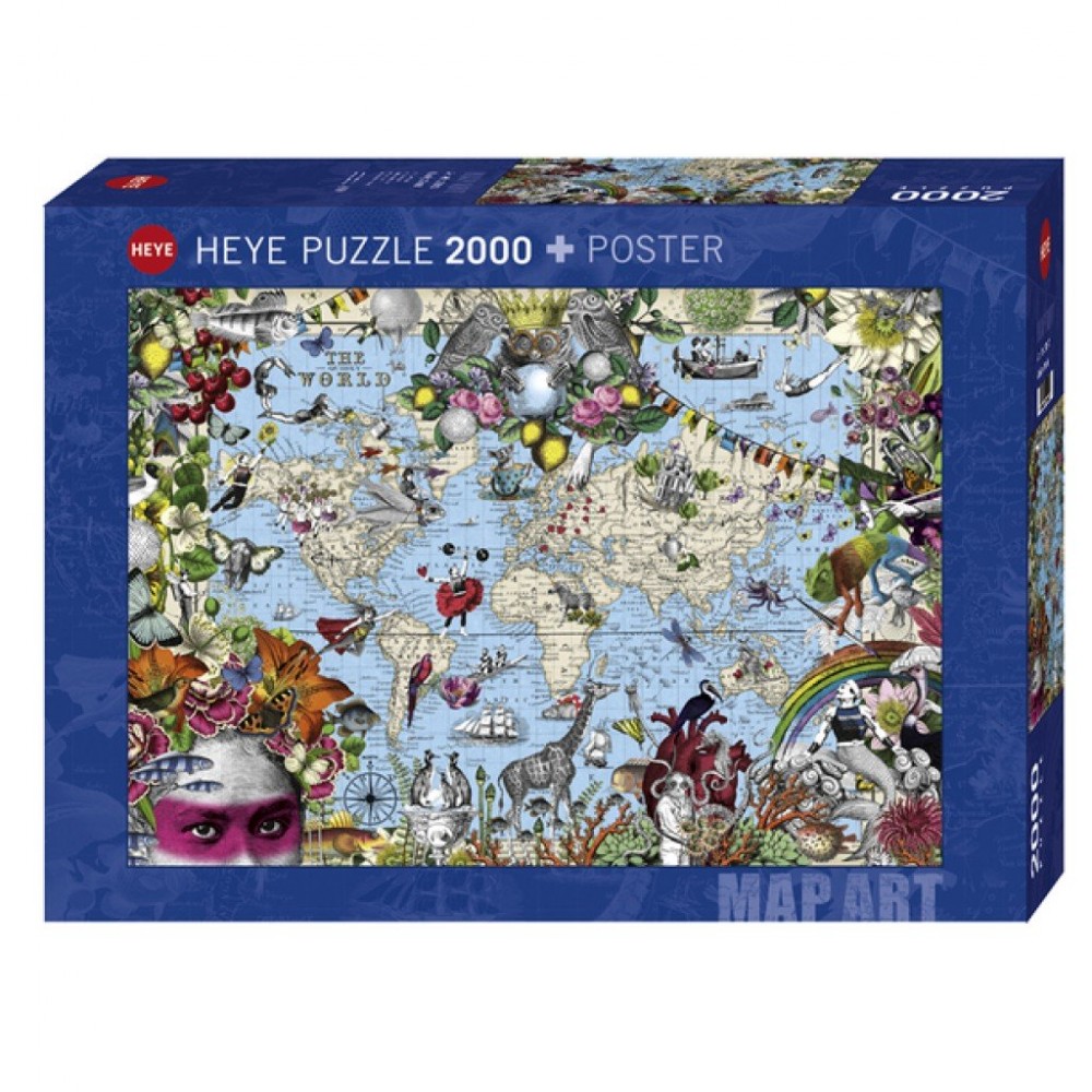 Pussel 2000 bitar Quirky World Map